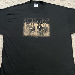 🎸 '03 The Beatles Band Field Standing Vintage Black Thick Cotton Tee